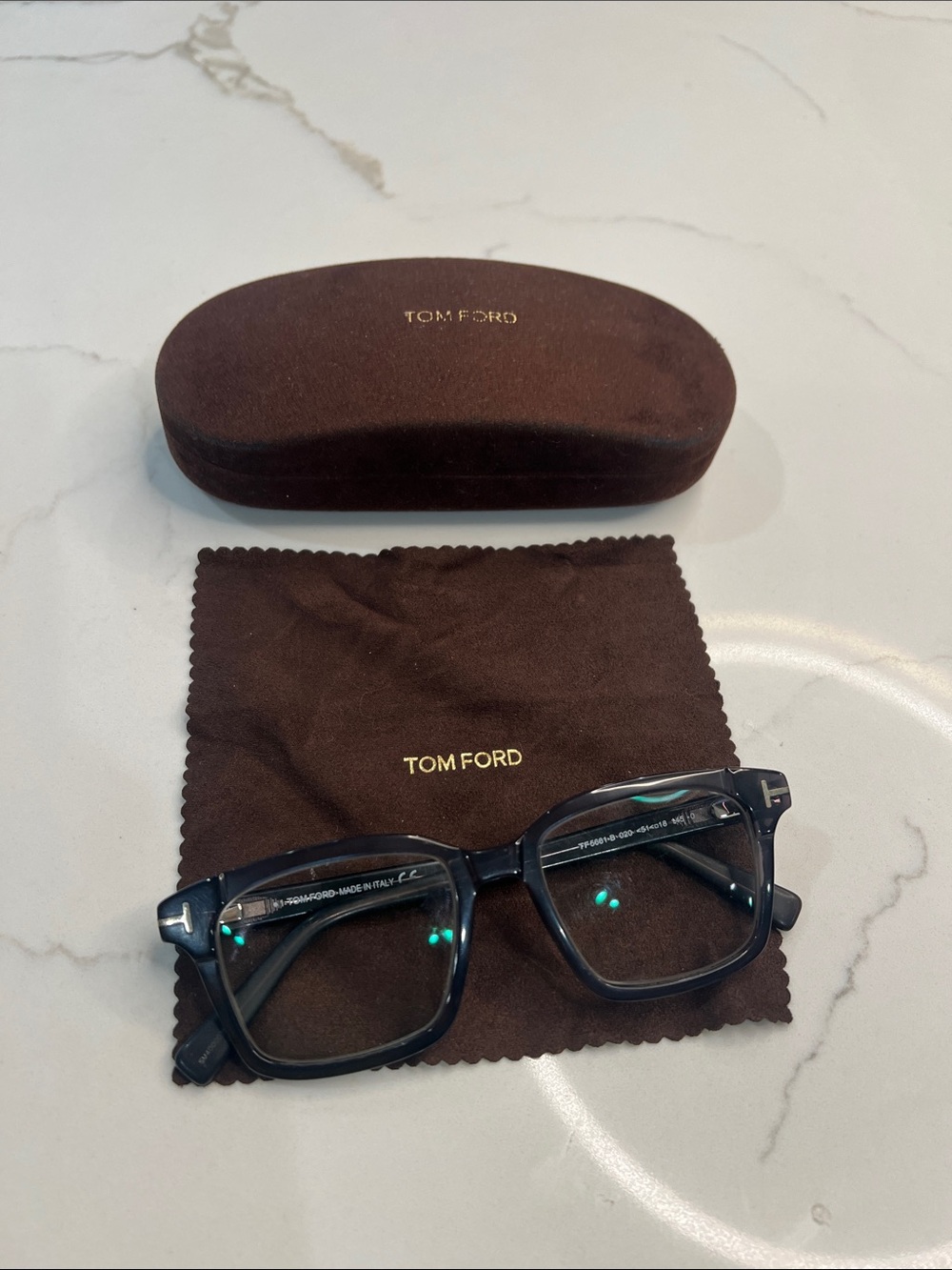 Tom Ford unisex Dark Brown Square Optical Glasses with Brown Case